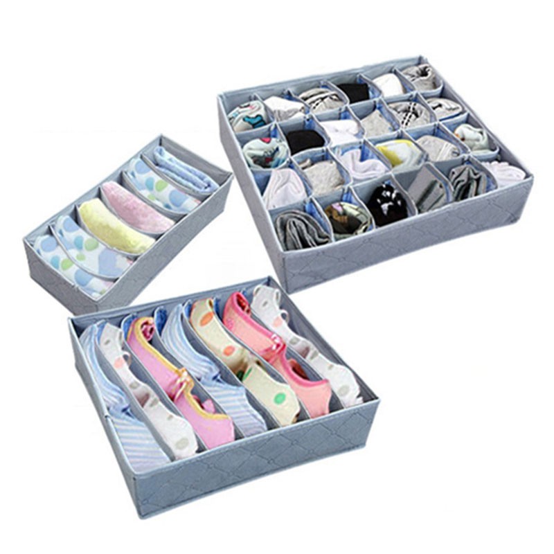 3pcs Set Foldable Socks Bra Underwear Organizer Box Home Wardrobe