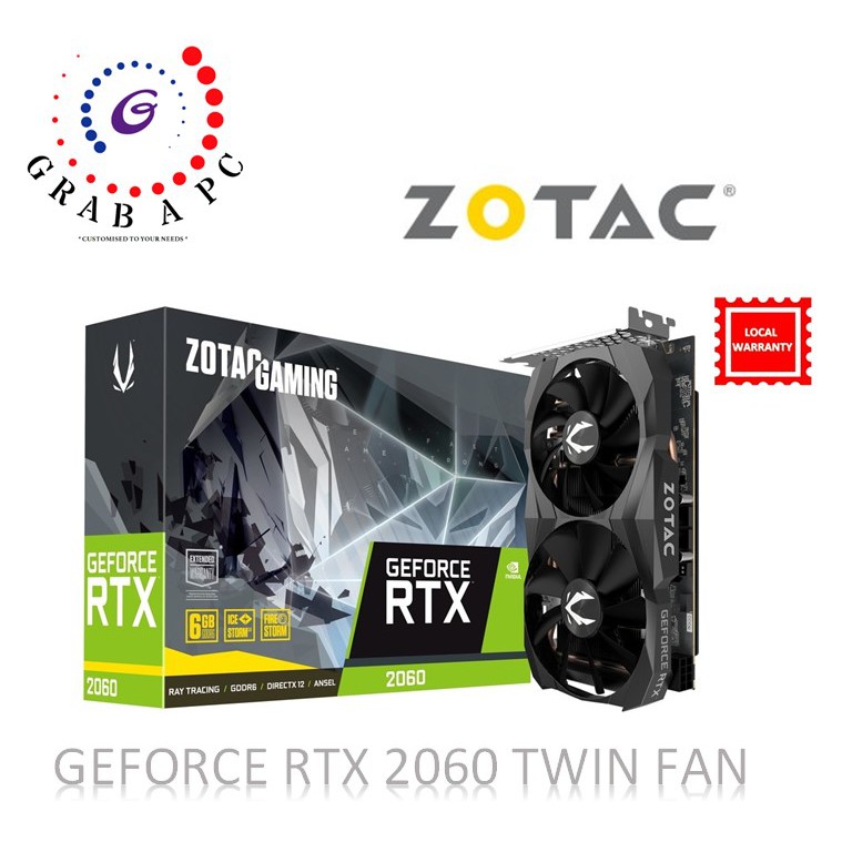 ZOTAC GAMING GEFORCE RTX 2060 TWIN FAN -6GB/1680Mhz (ZT-T20600K-10M ...