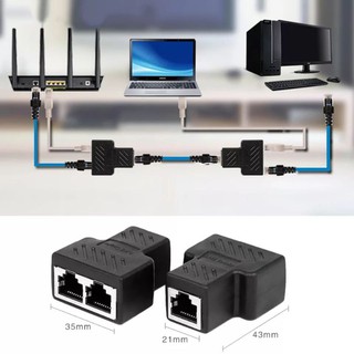 1 to 2 Way LAN Ethernet Network Cable Splitter Adapter RJ45 Female Splitter Socket Connector Adapter For Laptop
