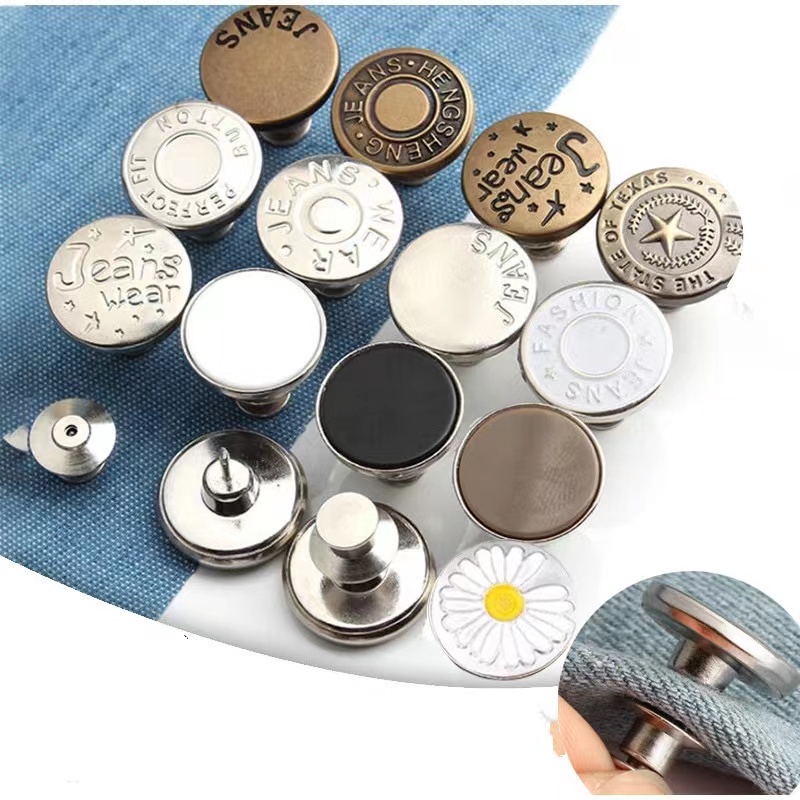Adjustable Detachable Jeans Buttons Nail Free Metal Buttons For Clothing Diy Sewing Clothes