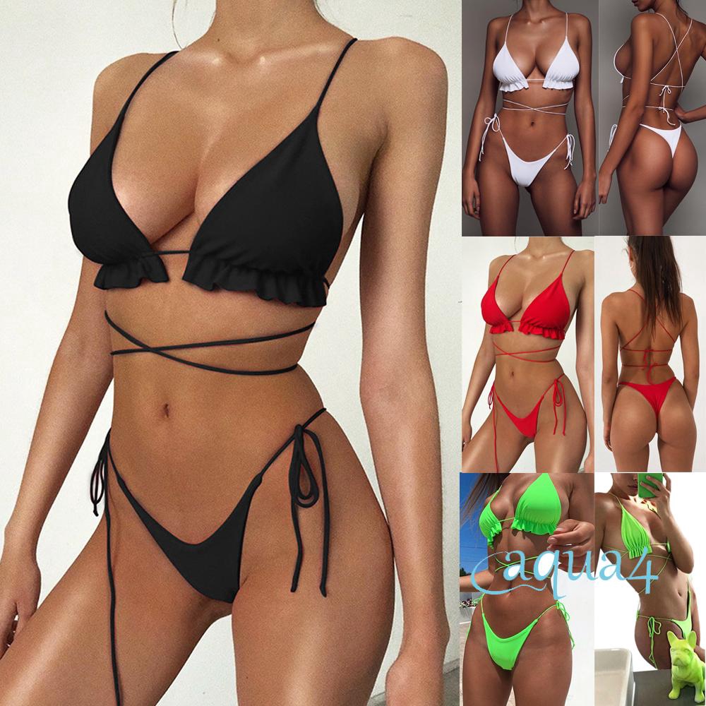 Women 2pcs Bikini Bandeau Bandage Set Brazilian Swimwear Beachwear Swimsuit Shopee Singapore