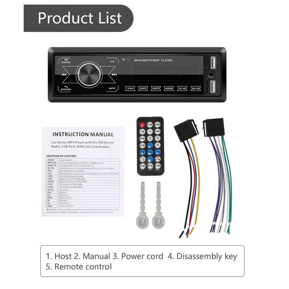 Audew Car Audio Tape MP3 Media Player Touch Screen Bluetooth Radio