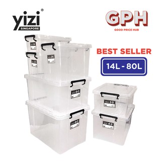 YIZI Heavy Duty Stackable Transparent Storage Box (14L - 80L)