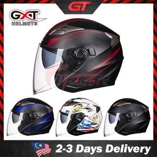 [Shop Malaysia] gtmotor gxt708 double lens motorcycle helmet half helmet topi keledar helmet motor