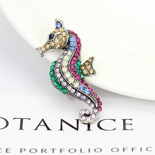 Image of thu nhỏ Creative Personality Colored Diamond Alloy Seahorse Brooch Men's & Women's Clothing Accessories Pin #0