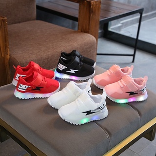 (in stock) 21-36 size children's LED shoes Korean style sneakers mesh shoes 1-6years old children's shoes