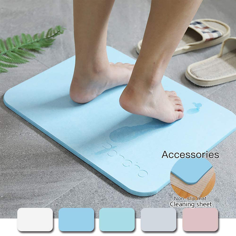Diatomaceous Earth Bath Mat NonSlip Mats Absorbent Fast Water Drying