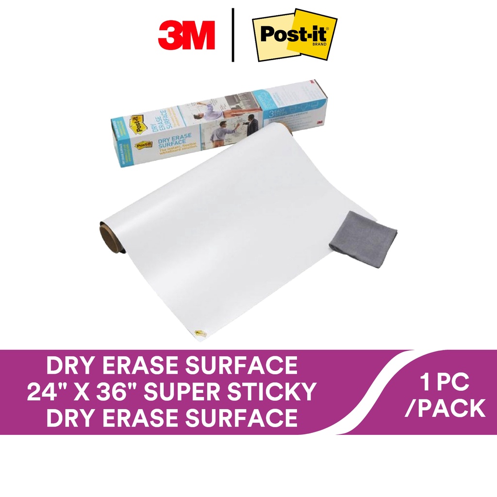 3M Post It Super Sticky Dry Erase Surface, White, 60 x 90cm, Whiteboard