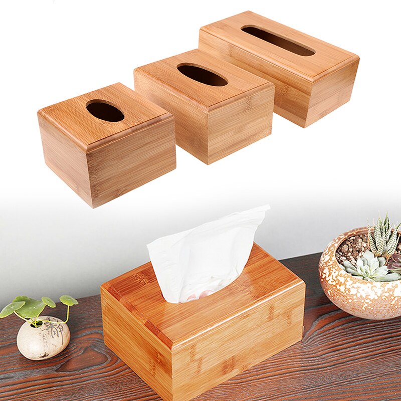 Bamboo Tissue Box for Home Office Desktop Wooden Paper Towel Boxes