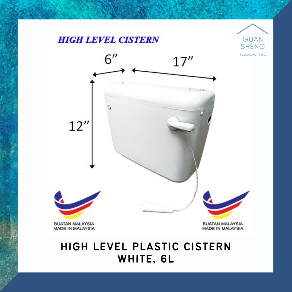 HIGH LEVEL Vinyl Eco Cistern Lift Up Valve 6L Complete Set High Level