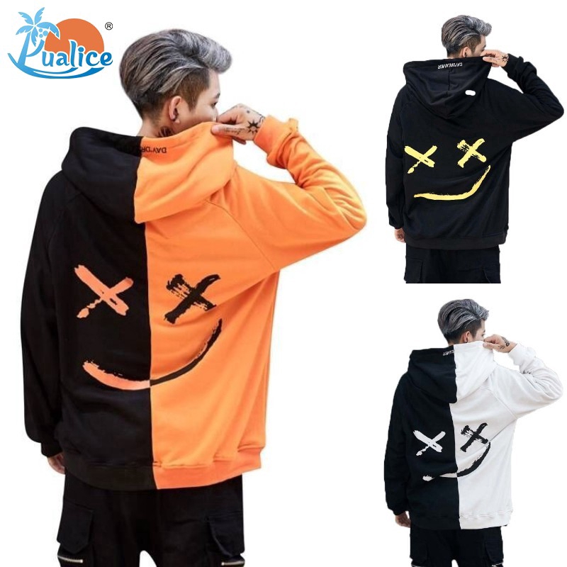 orange and black smile hoodie