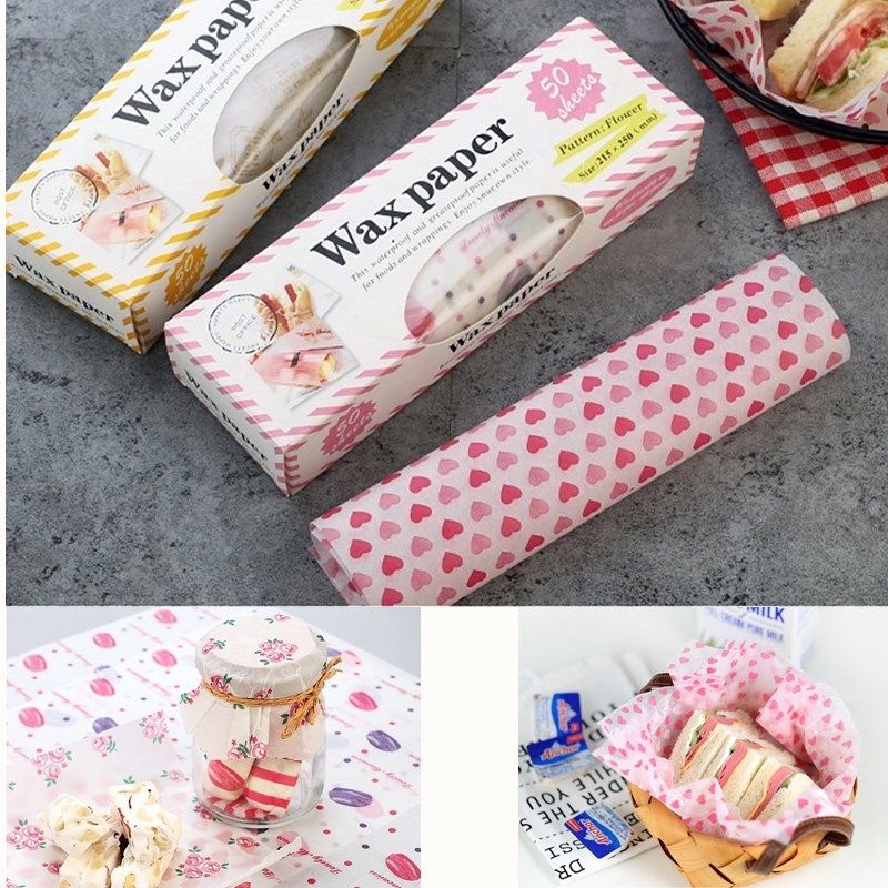 50Pcs/Lot Wax Paper Grease Paper Food Wrappers Wrapping Paper  Bread Sandwich Burger Fries Oilpaper Cake Dessert Pad