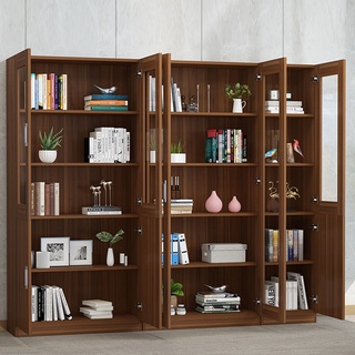 ZOHE Bookcase Bookshelf Cabinet Combination Office Solid Wood Filing Cabinet With Lock Glass Door Storage Locker/Simple Home #8