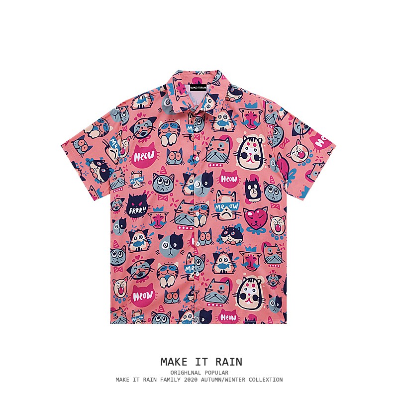 cat print shirt mens