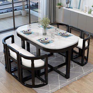 Marble Dining Table And Chair Combination Solid Wood Oval Table Shopee Singapore