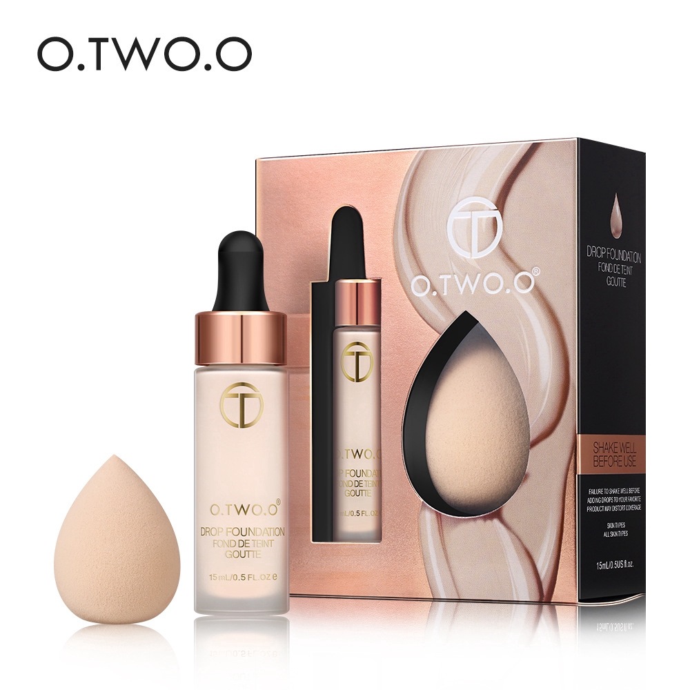 O Two O Matte Foundation With Sponge Puff Kit Matte Effect Velvet Texture Liquid Drop Foundations Makeup Set Concealer Shopee Singapore