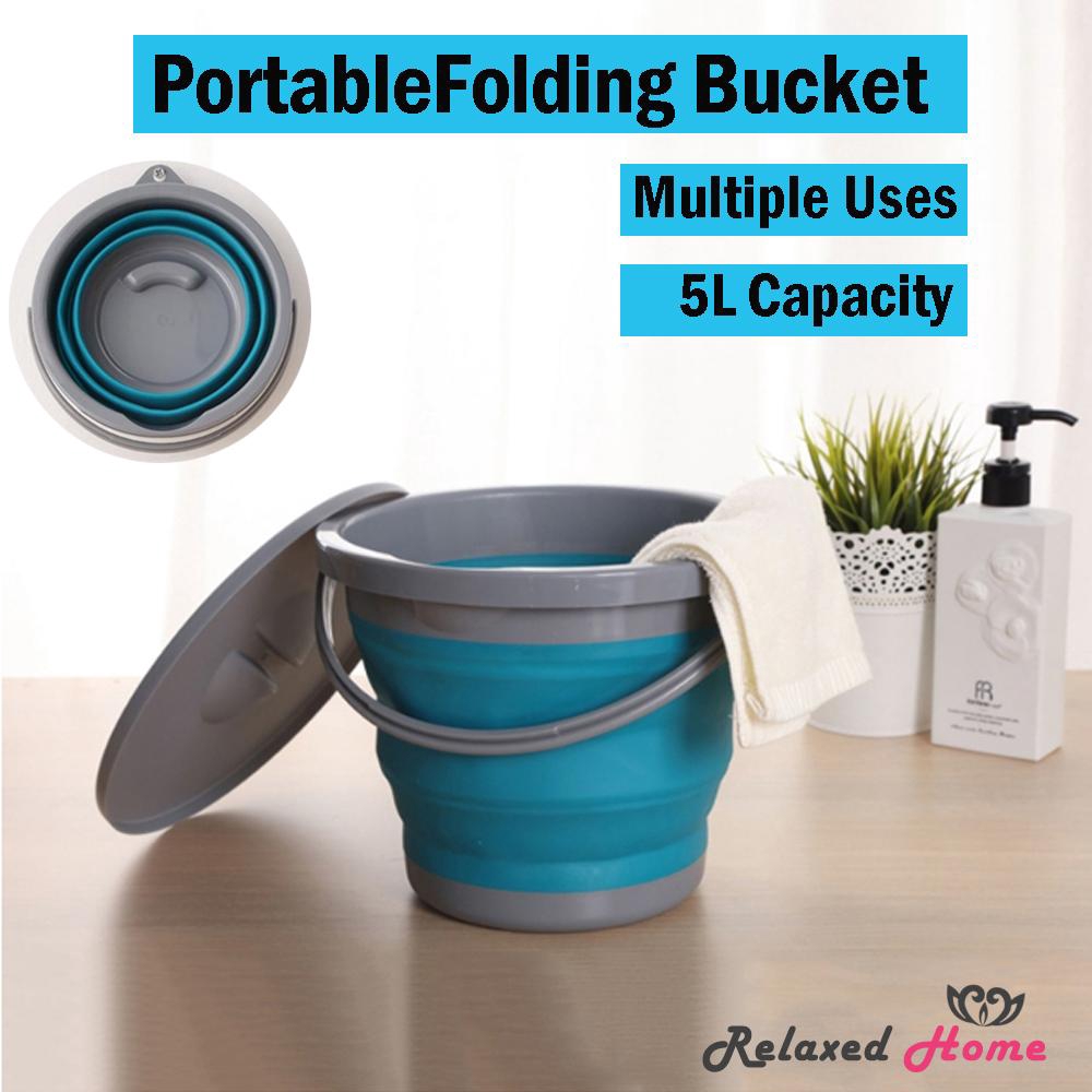 ♨RHFolding Silicone Bucket Outdoor Foldable Pail Storage Collapsible