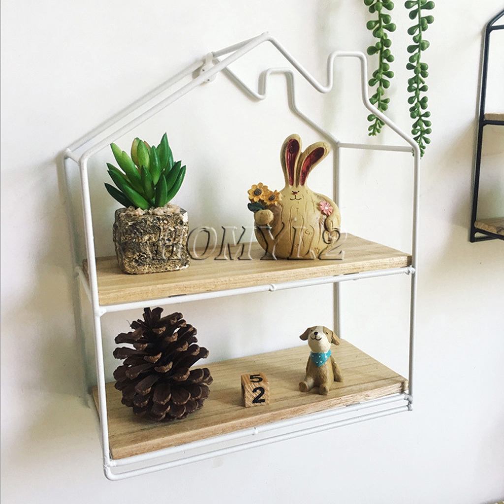 Iron Wall Storage Book Shelf Rack Storage Rack House Shaped