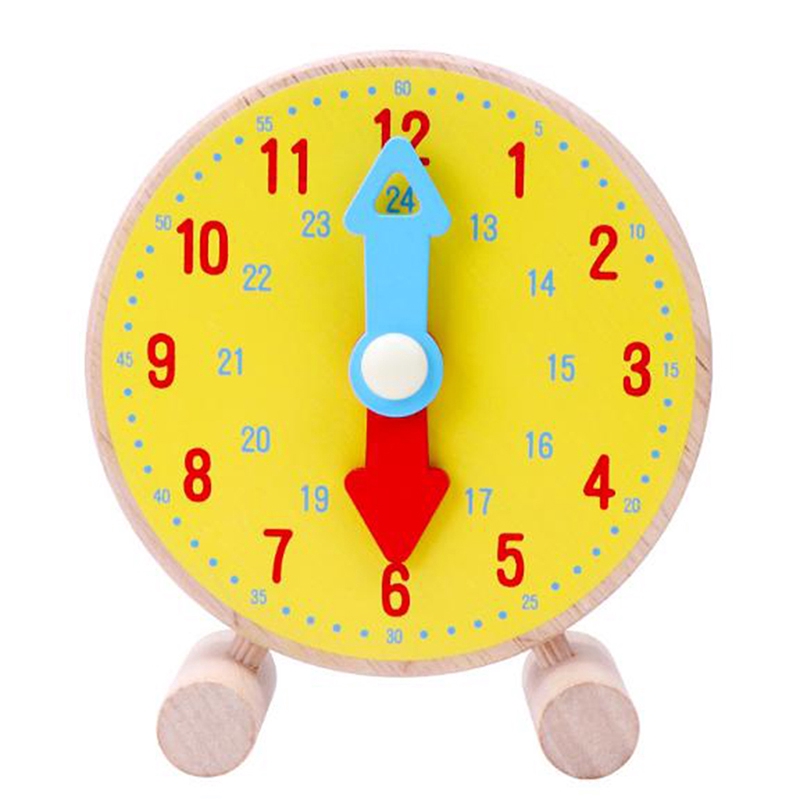 Handmade Wooden Clock Toys For Children Learn Time Clock Educational