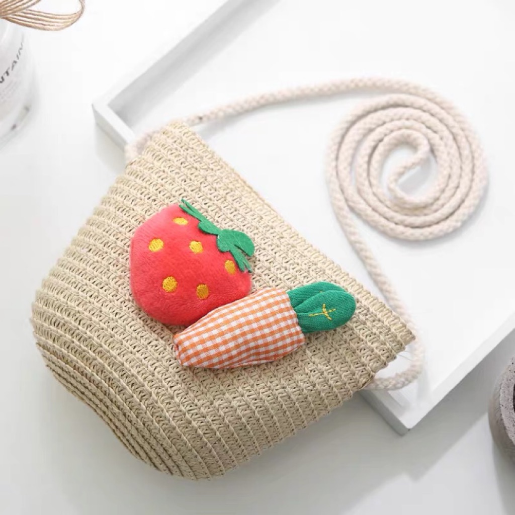 Local Seller Fast Delivery Kids Straw Sling Bag With Strawberry ...