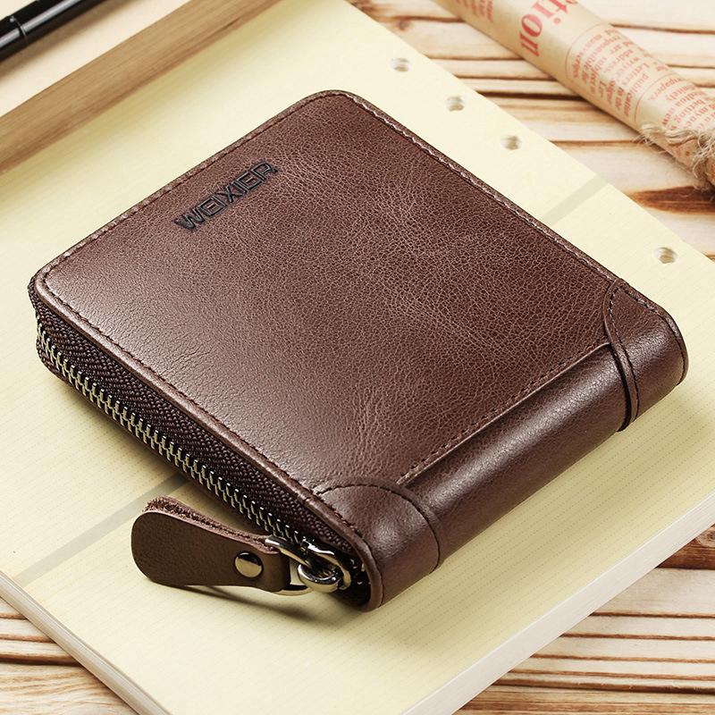 Men's Leather Bifold Zip Wallet Small Short Coin Wallet Card Wallet for Men Shopee Singapore