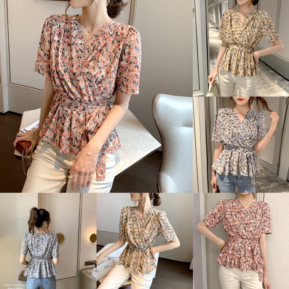 flowered chiffon tops