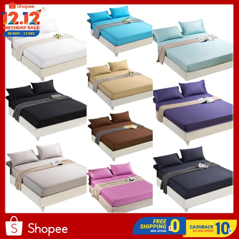 Fitted Bedsheet Pillow Case Bedding Single/Super Single/Queen/King Size