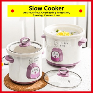 ✅SG Ready Stocks✅ Electric Stew Cooker Slow Cooker White Ceramic 0.7L 1.5L Multifunction Baby Food Porridge Soup Pot