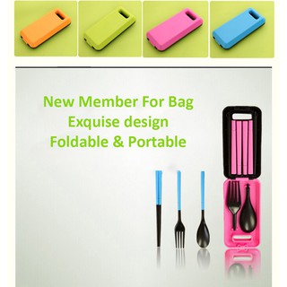 Portable Utensils Set Foldable Travel Kitchen Chopsticks Spoon Fork CulterySG Seller #3