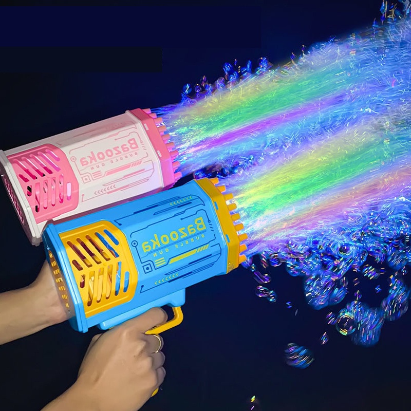 [SG Seller]Bazooka Bubble Machine Gun 69 Holes Automatic with LED Light