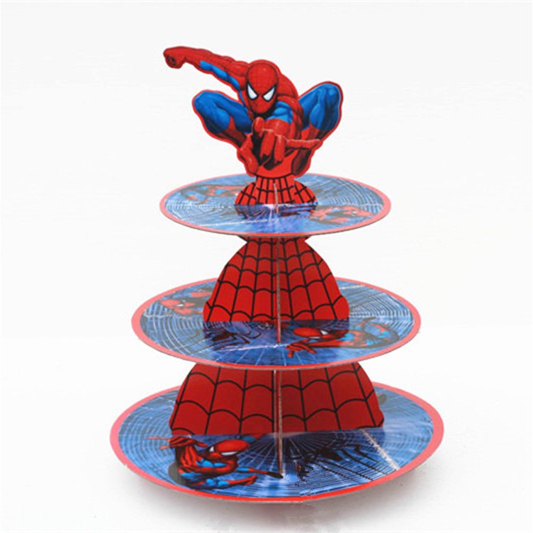 Spiderman 3 Tier Cupcake Stand For Kids Boys Birthday Festive Party
