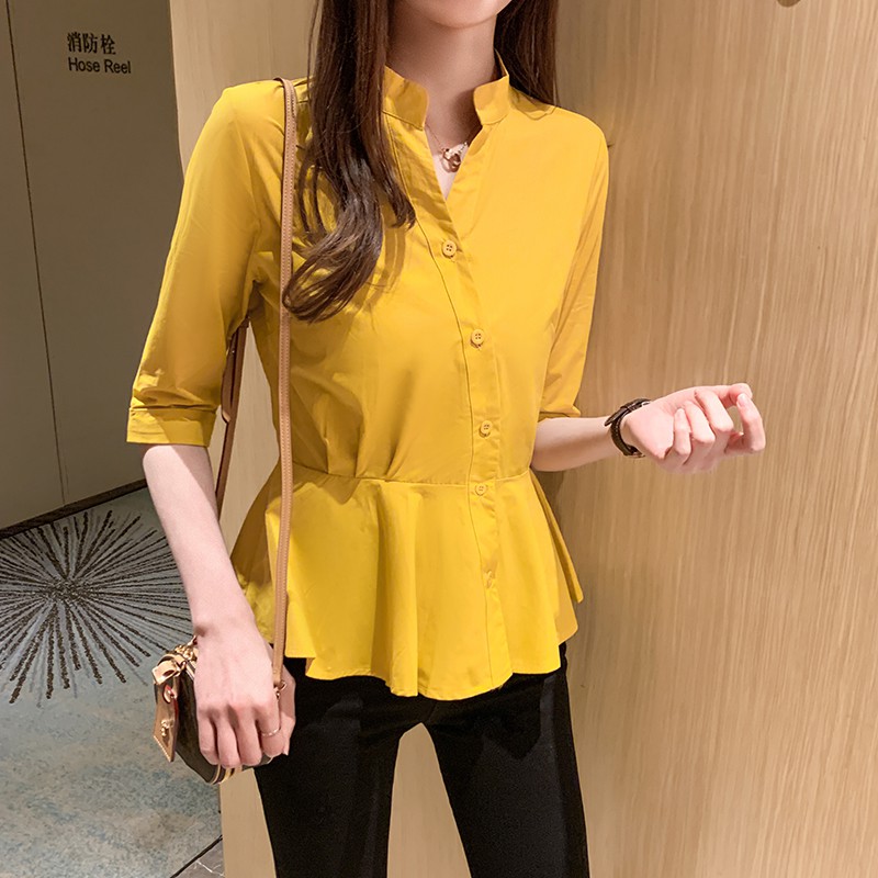 yellow peplum top