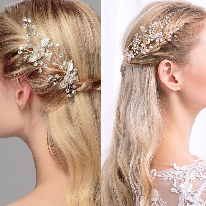 Headwear Flowers Pearl Rhinestone Crystal Hair Pin Bridal