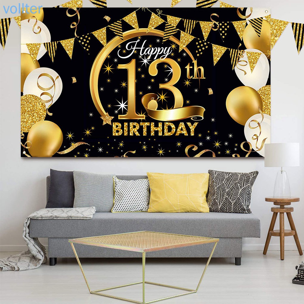 VOLL Birthday Party Banner Home Birthday Theme Backdrop Background Wall  Decoration, 13 Years Old | Shopee Singapore