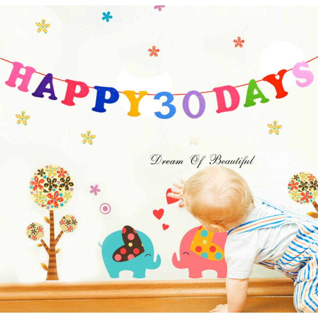 Baby Full Month Celebration Pull Flag, Baby Festival Layout Ornaments