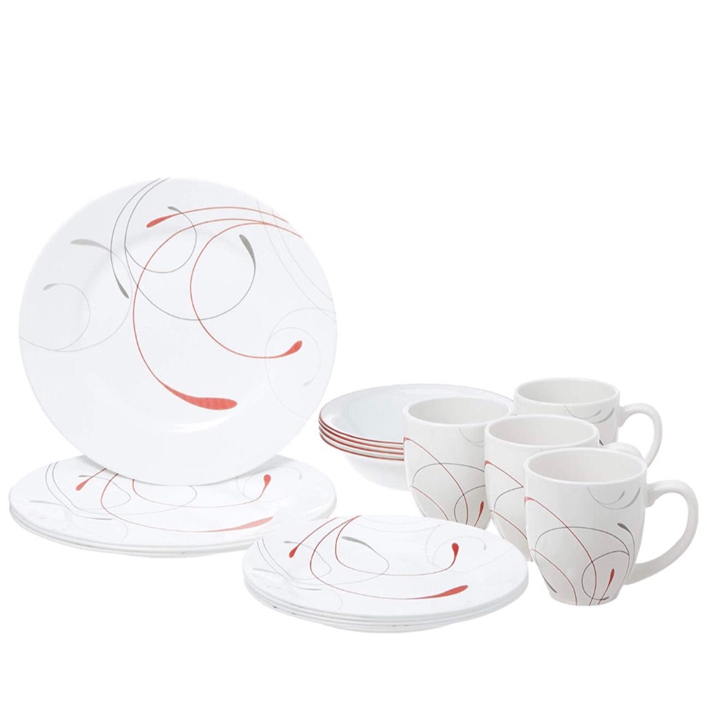 Corelle 1114351 Round 16-Piece Dinnerware Set, Splendor, Service for 4