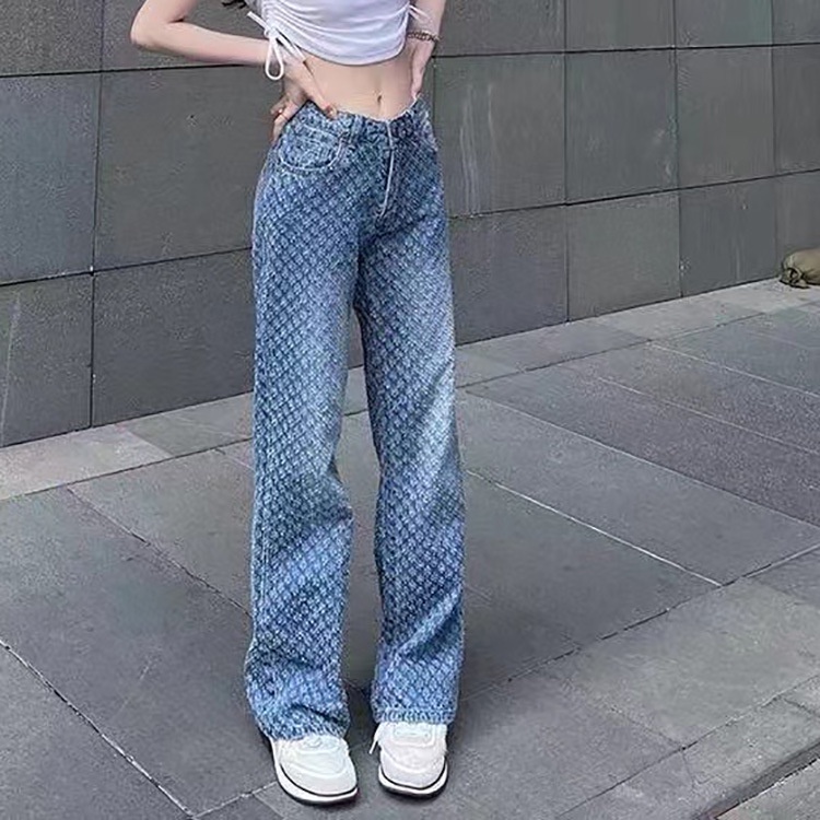 quần jeans ống rộng thêu nổi hàng Quảng châu hot trend
