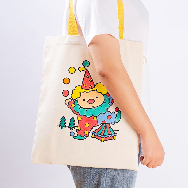 DIY Canvas Bag Children's Graffiti Bayi National Day Protection Earth Painting Handmade Garbage Classification Eco-friendly Bag Fixed 1PCs/DIY Painting Drawing Toys For Children Graffiti Bag Kindergarten Design Toys