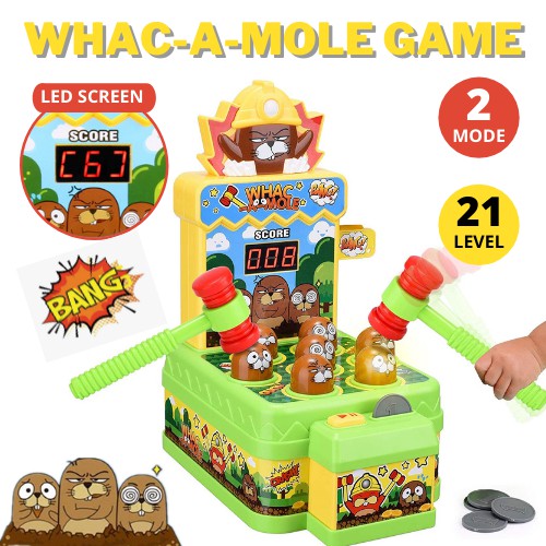 IMP HOUSE Whac-A-Mole Game With Two Hammers Family Game Kids Toys Interactive Toy