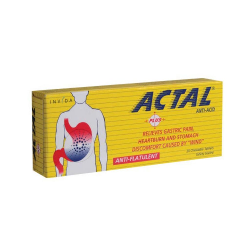 Actal Plus Antacid Relief Pain Flatulence 20 Chewable Tablet X 2 Box Shopee Singapore