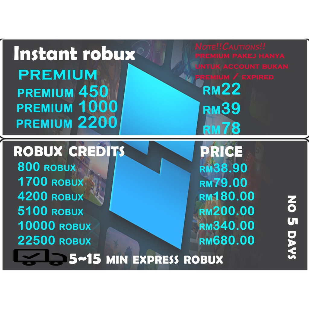 Readystock Roblox Robux Premium Robux Instant Delivery Robux Shopee Singapore