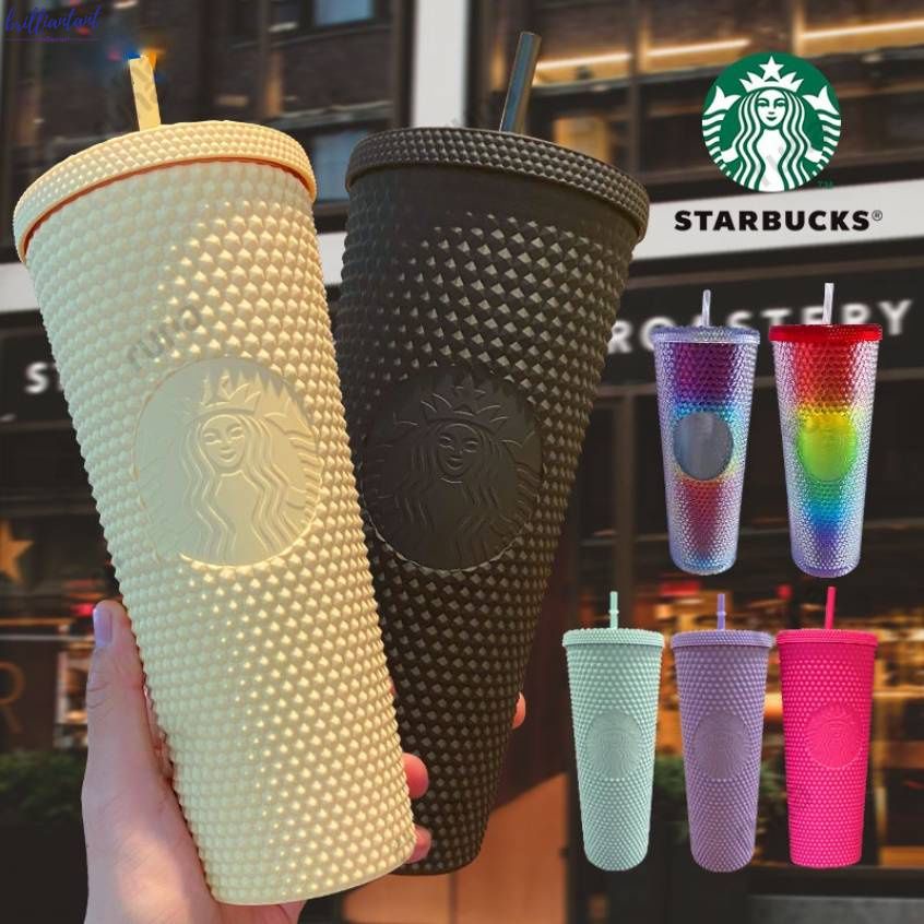 Starbucks Tumbler Reusable Straw Cup water bottle Frosted Durian Series
