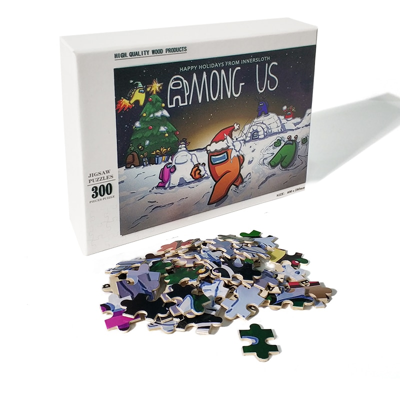 Details about   300 pcs Among us game puzzles toy jigsaw figures wooden assemble kids IQ brain 