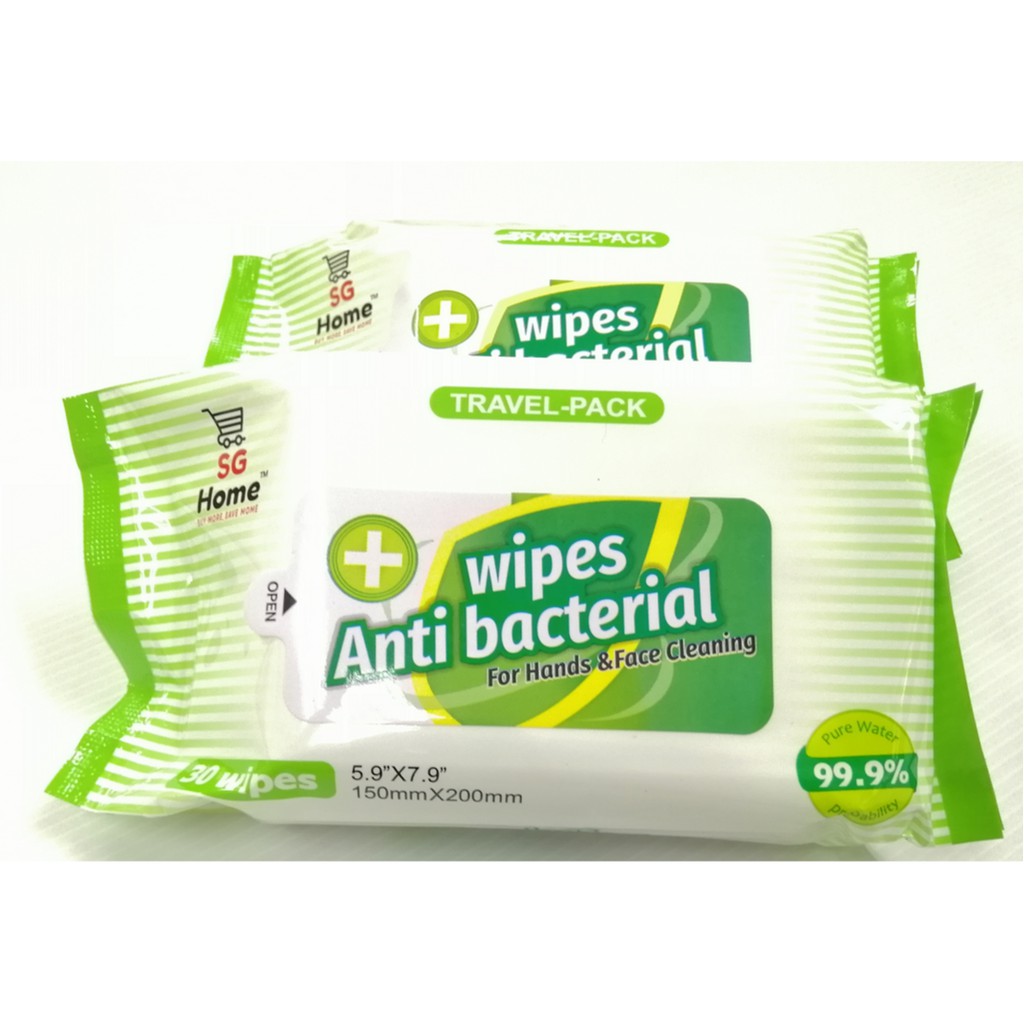 [Bundle of 10 Packets x 30 Sheets] Anti Bacterial Wet Travel Wipes