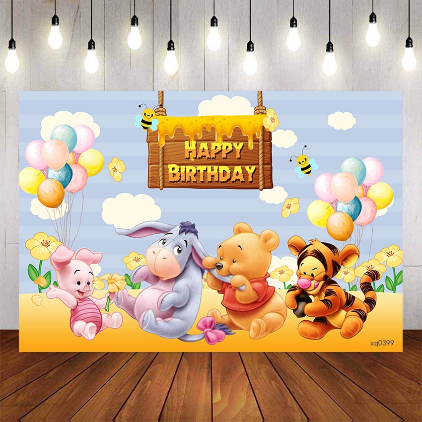 Super Cute Winnie the Pooh Backdrops Cartoon Boys Birthday Party ...