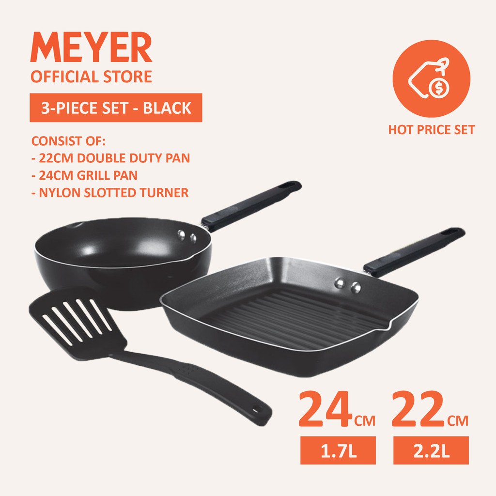 [Meyer] Triple Value Cookware Set Black Shopee Singapore