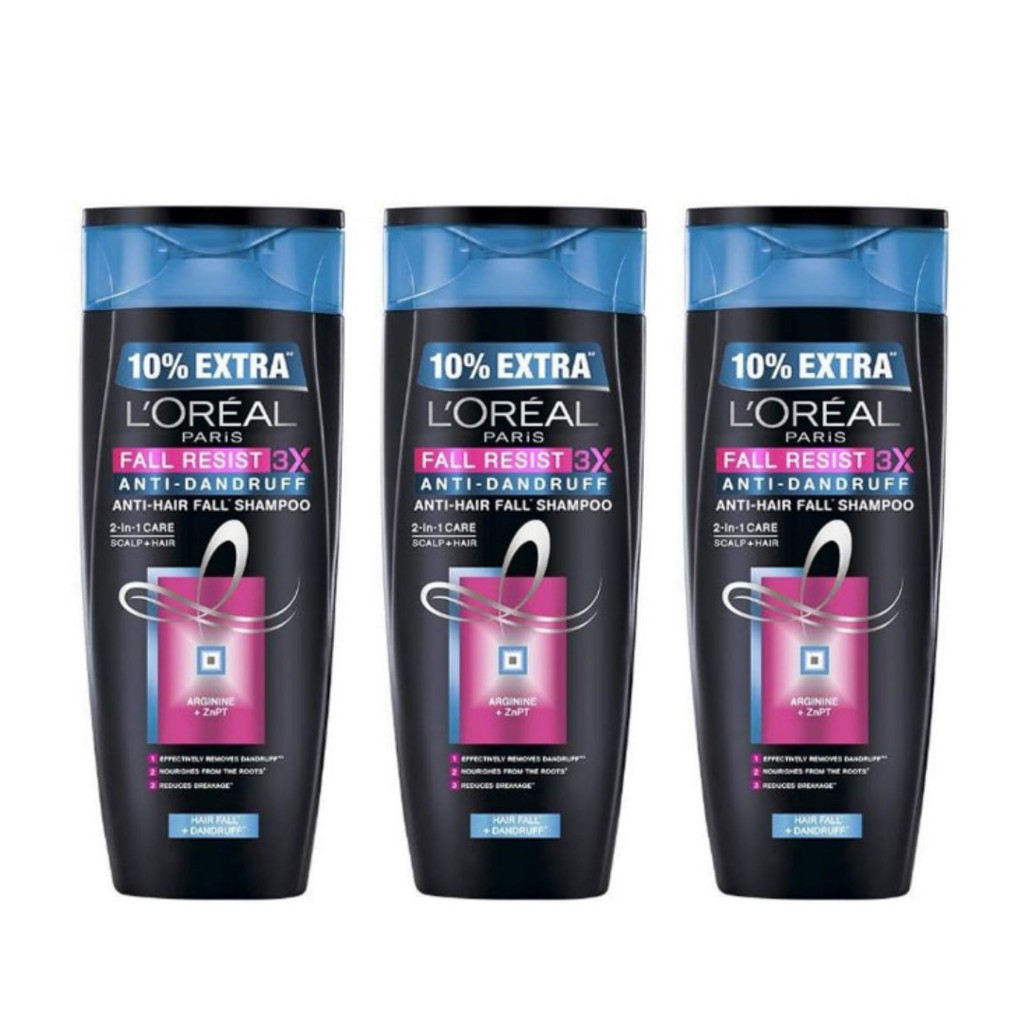 3 X LOREAL PARIS FALL RESIST 3X ANTIDANDRUFF SHAMPOO 330ML Shopee