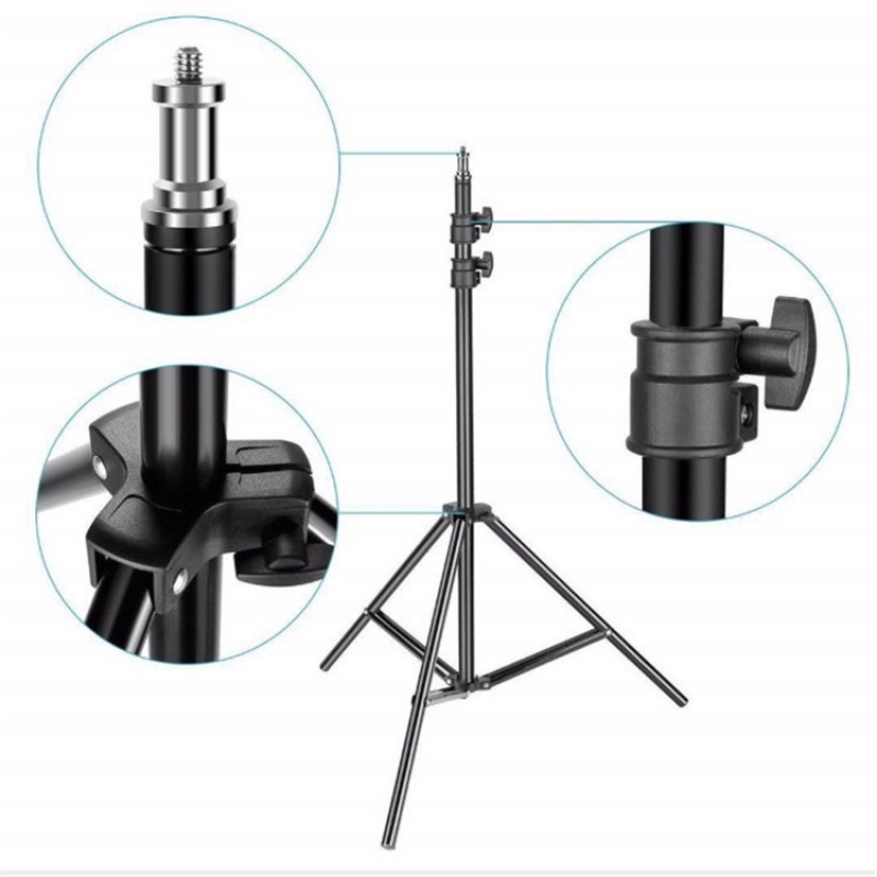 (Ready Stock)1.6 M/2.1 M  Tripod Thermometer Anchor Folding Light Stand With Phone Holder Live Photography Floor Photo Tripod Light Stand