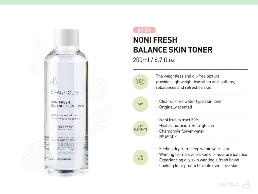 beautiqlo noni fresh balance skin toner review