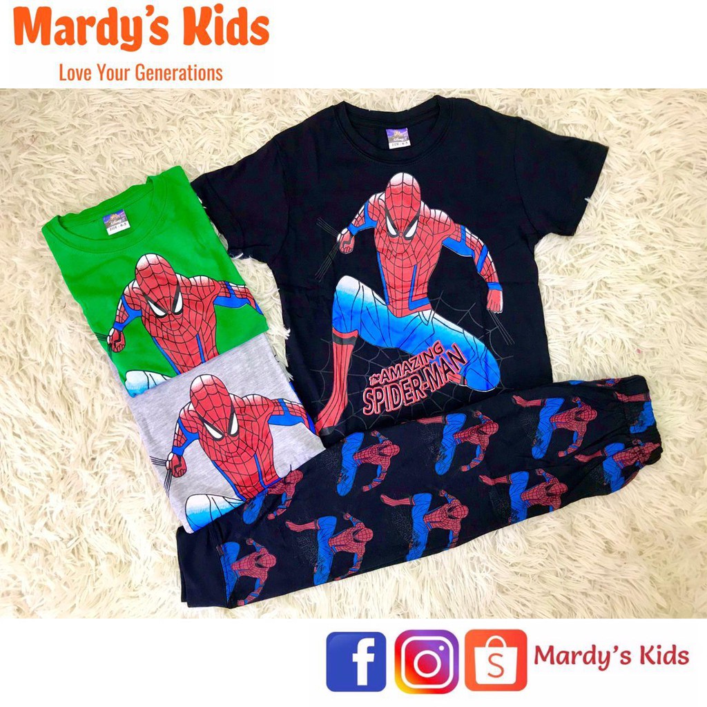 Ts Pyjamas Kids Clothing Boys And Girls Cotton Jersey Spiderman 100 Cotton Budak Lelaki Dan Perempuan Shopee Singapore